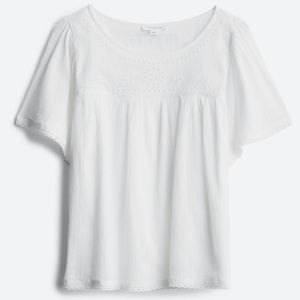 BEACH LUNCH LOUNGE White Embroidery Lace Detail Top